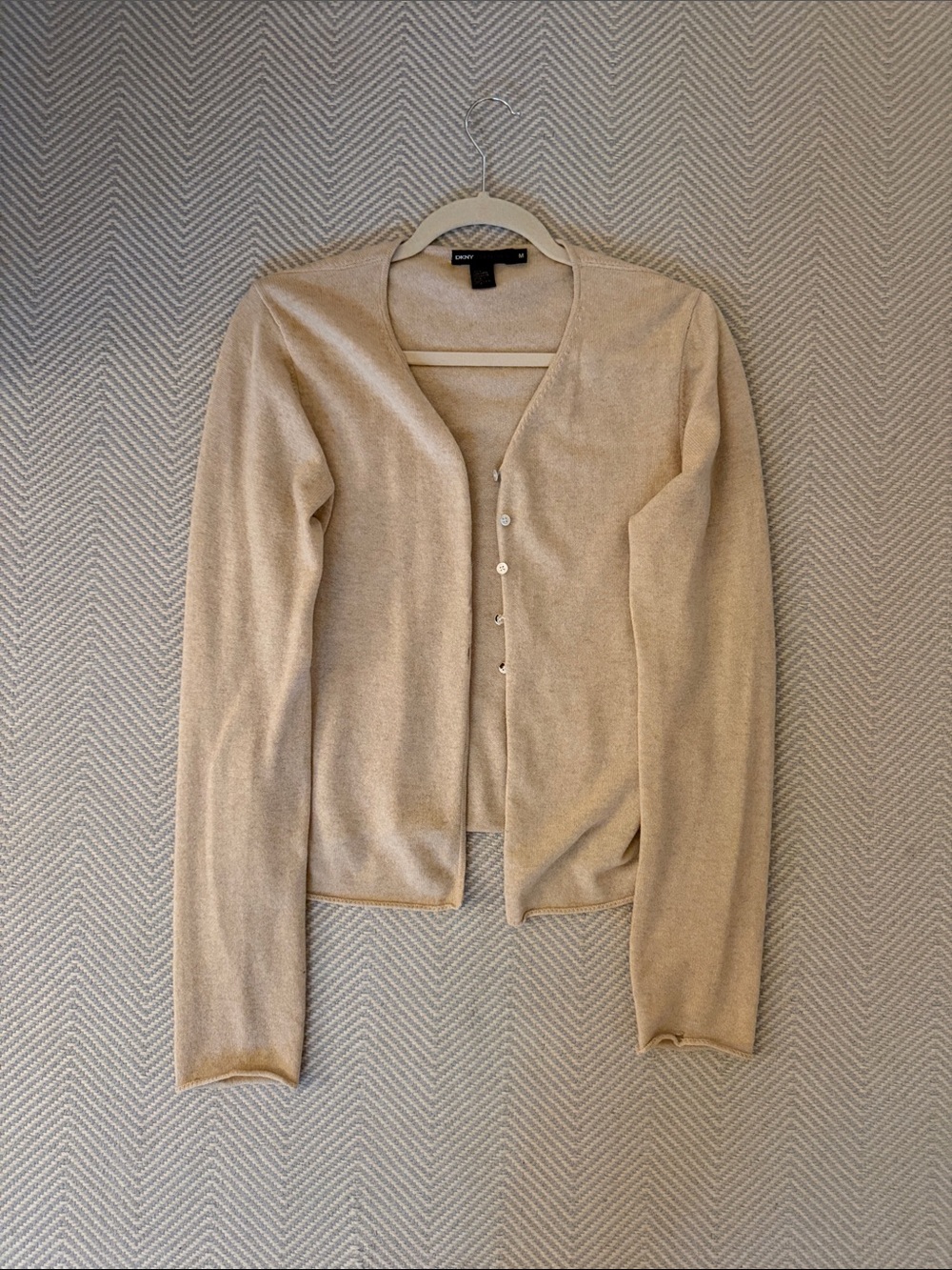 DKNY Open-Front Cream Cardigan Sweater